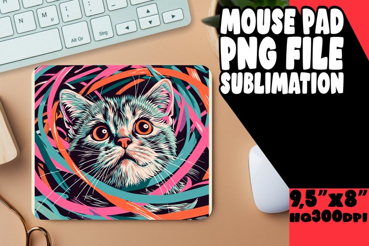 Whimsical Cat Sublimation Mat example image 1