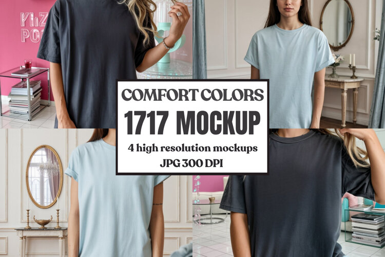 Comfort Colors 1717 Yellow T-Shirt Mockup example image 1