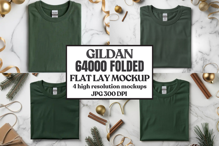 Gildan 64000 Folded Christmas Flat Lay T-shirt