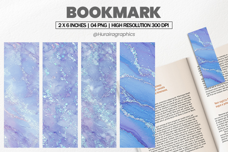 Purple Glitter Marble Bookmark PNG, Bookmark Sublimation