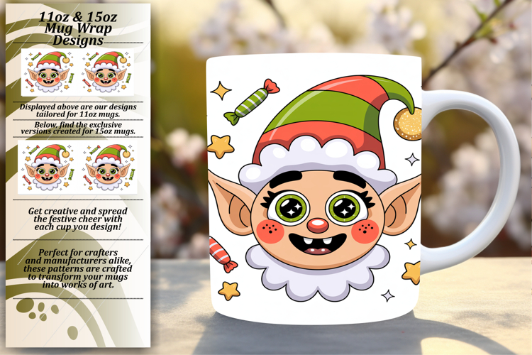 Dreamy 15oz Mug Wrap Png Design , Cute Christmas