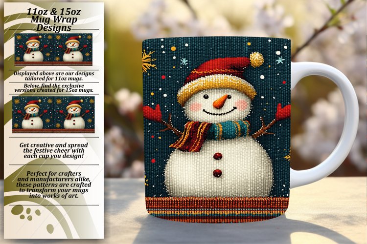 Fashionable 11oz Mug Wrap Png Template , Snowman