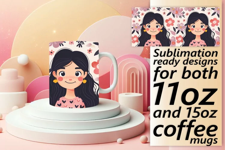 Stunning Floral Portrait Mug Wrap Sublimation 11oz/15oz