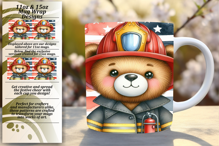 Fancy 11oz Mug Wrap Png Design , Teddy Bear