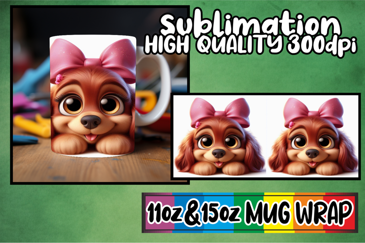 Pure joy 11oz 15oz sublimation wrap, 3D Dog