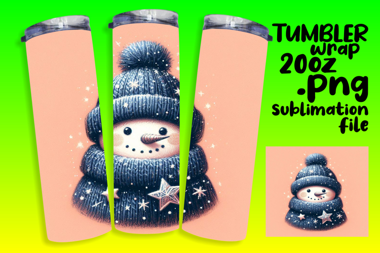 Custom 20oz Tumbler Gift Design , Snowman