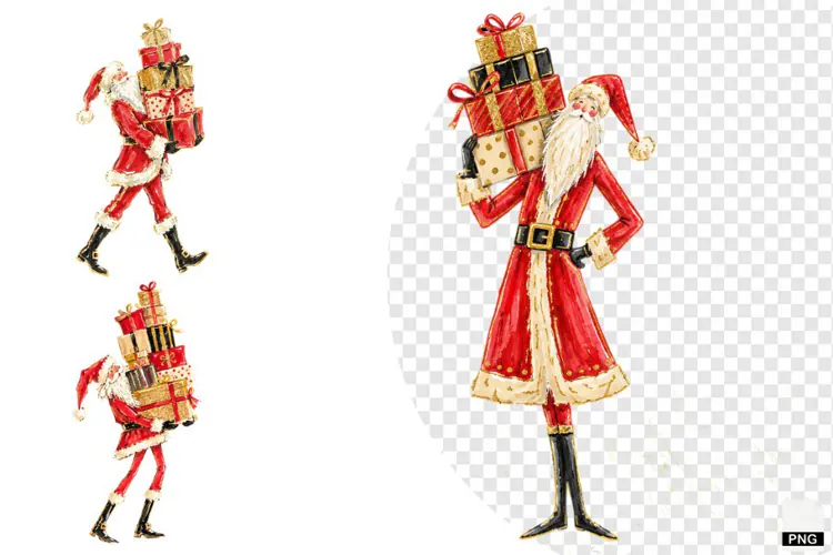 Santa With Presents PNG