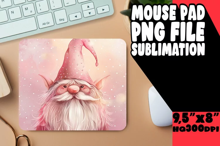 Mystical Meadow: Watercolor Gnome Mouse Pad Design