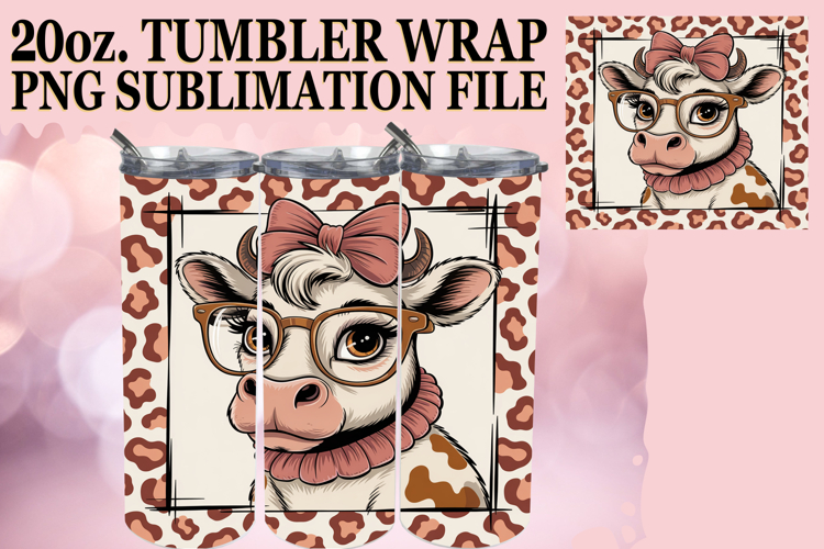 Cheerful Reflections 20oz tumbler wrap, Cute Cow