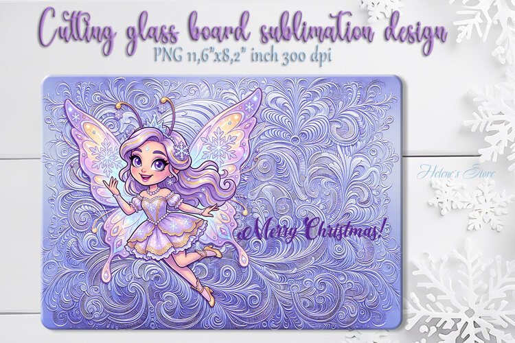 Lilac Snowflake butterfly cutting board sublimation design example image 1