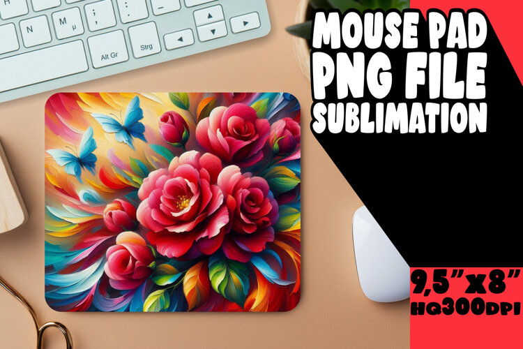 Joyful Mouse Mat Design Sublimation, Flowers example image 1
