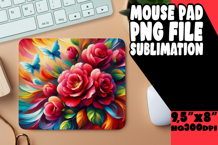 Joyful Mouse Mat Design Sublimation, Flowers