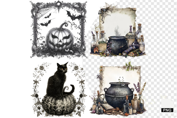 Halloween Wedding Invitation Clipart example image 1