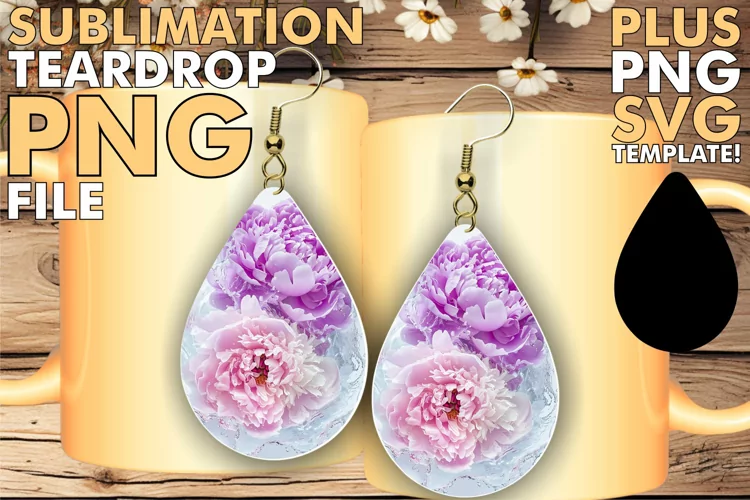 Serene Bloom: Floral Sublimation Teardrop Earrings Designs