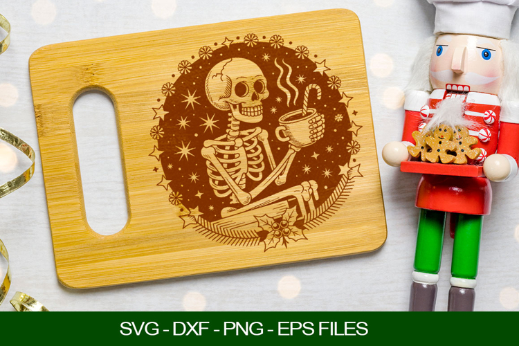 Christmas Skeleton Cutting Board SVG