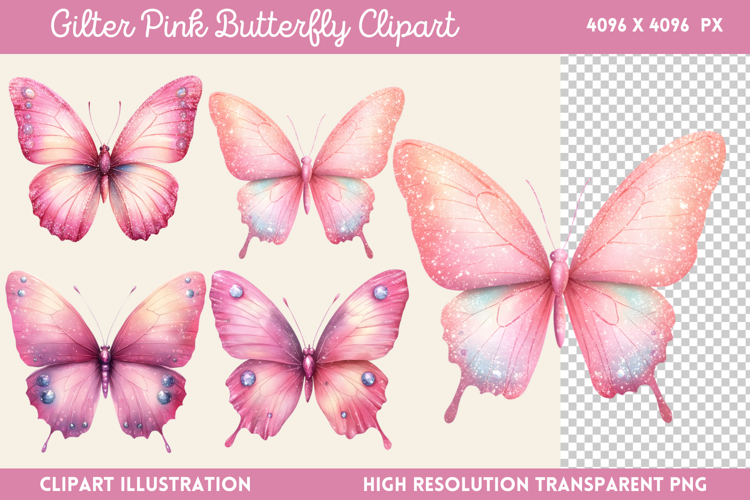 Pink Butterfly Clipart Image 4