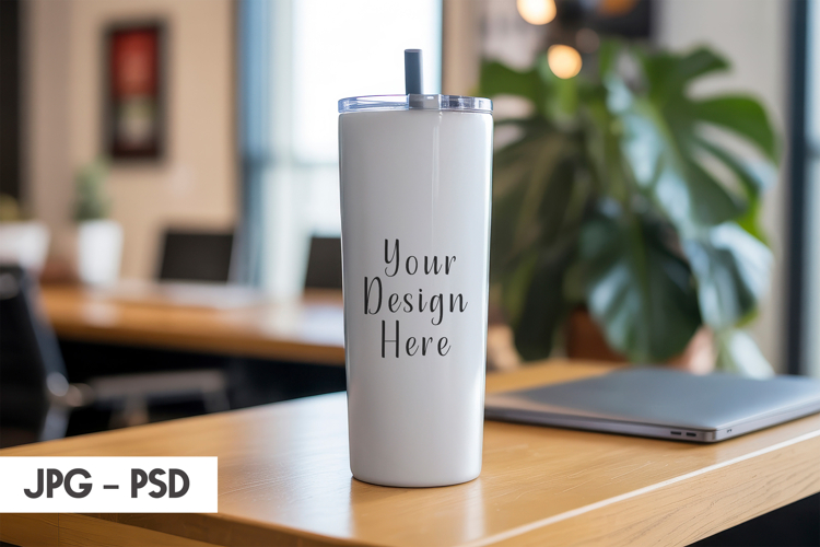 Office Table Tumbler Mockup PSD
