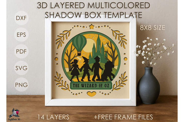 Wizard of Oz Fairytale Shadow box SVG Papercut template