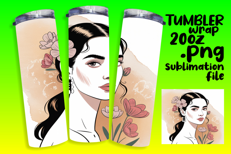 VIBRANT 20oz Tumbler Artwork for Sublimation , Beauty Woman