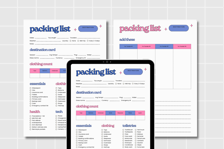 Packing List by Destination Printable & Digital Use PDF example image 1