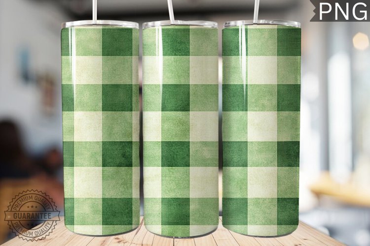 Green Plaid Tumbler Wrap - High Quality 300 Dpi example image 1
