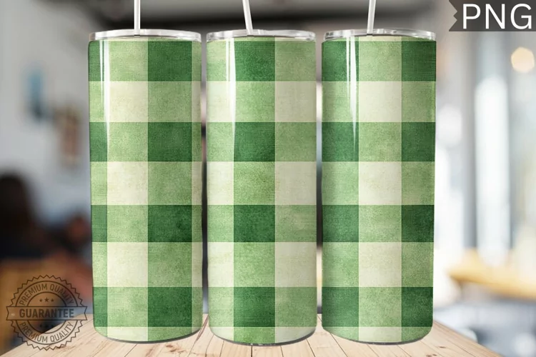 Green Plaid Tumbler Wrap - High Quality 300 Dpi