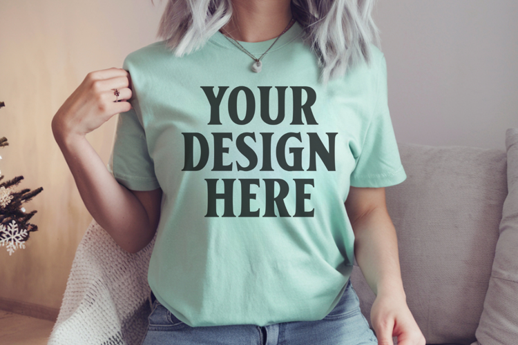 Comfort Colors 1717 Bay Christmas T-Shirt Mockup, Boho