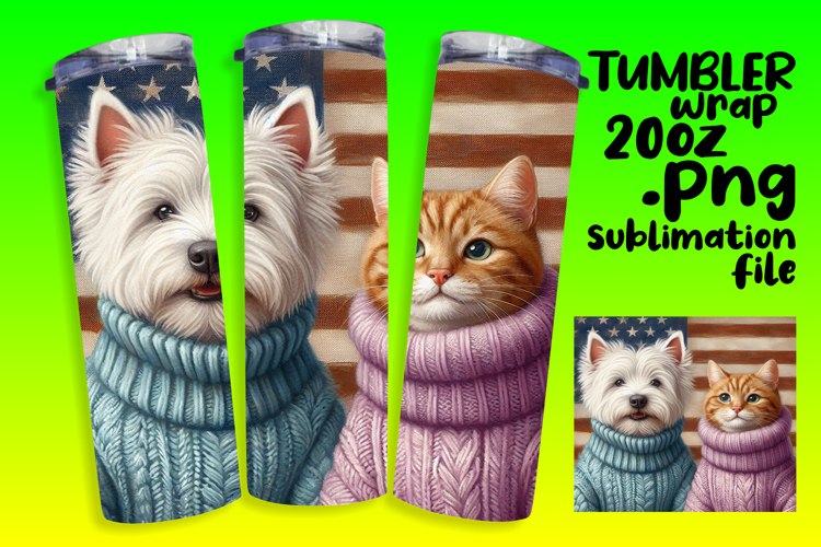 Beautiful Gift: 20oz Tumbler Wrap , Dog and cat