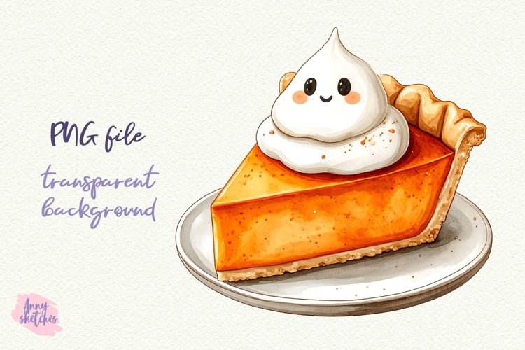Pumpkin Pie PNG Halloween Ghost Cafe Clipart Sublimation