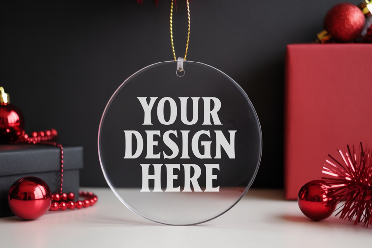 Acrylic Christmas Ornament Mockups , acrylic blank mockup