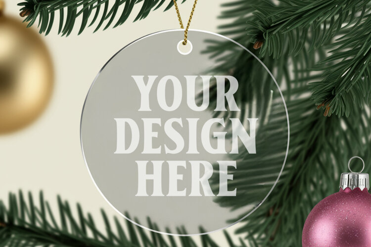 Acrylic Christmas Ornament Mockup , christmas ornament mocku example image 1