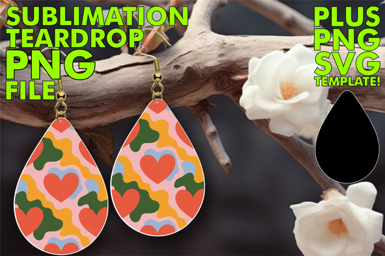 Whimsical TEARDROP Earrings Gift PNG, Valentines Pattern