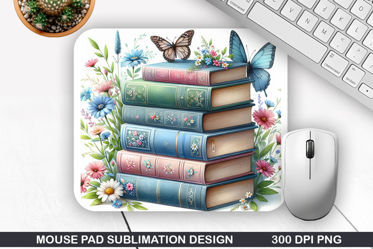 Book Flower Mouse Pad Sublimation, Animals Mouse Pad PNG