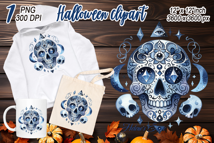 Cute blue Halloween monster clipart t shirt designs png