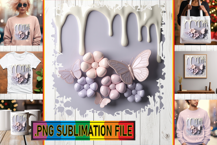 Cheerful TSHIRT Art Ideas PNG, 3D Flowers