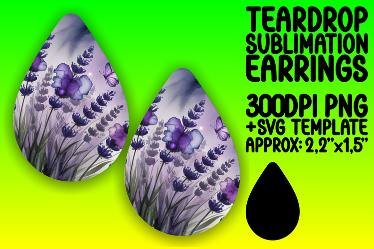 Bold Teardrop Earrings PNG Artwork , Flowers