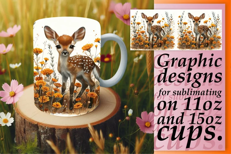 Deer Watercolor Sublimation Mug Wrap Project