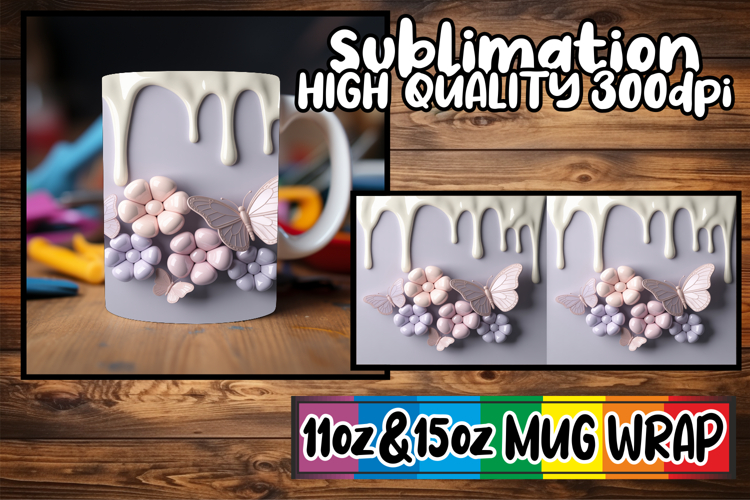 Vibrant escapes 11oz 15oz sublimation wrap, 3D Flowers