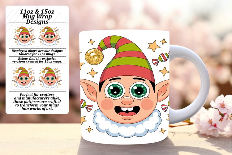 Fresh 11oz Mug Wrap Png Artwork , Cute Christmas
