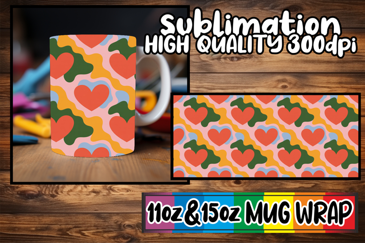 Beautiful day sublimation 11oz 15oz mug wrap, Valentines Pa