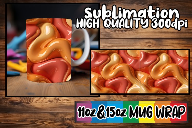 Colorful Inflated Delight: Sublimation Mug Wrap 11oz/15oz example image 1