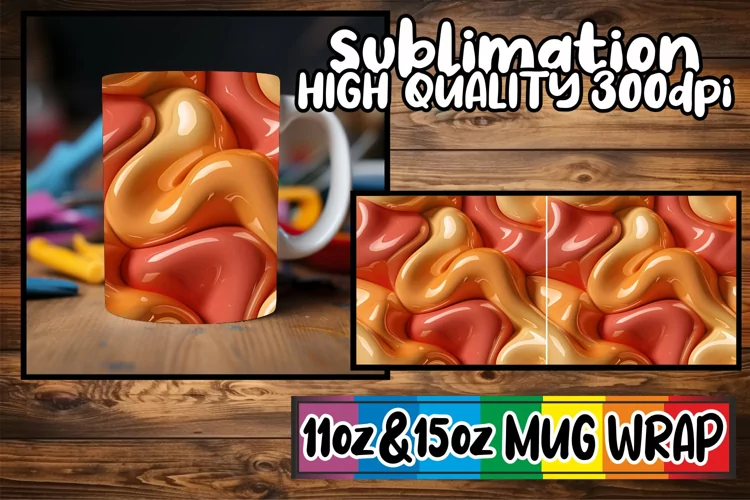 Colorful Inflated Delight: Sublimation Mug Wrap 11oz/15oz