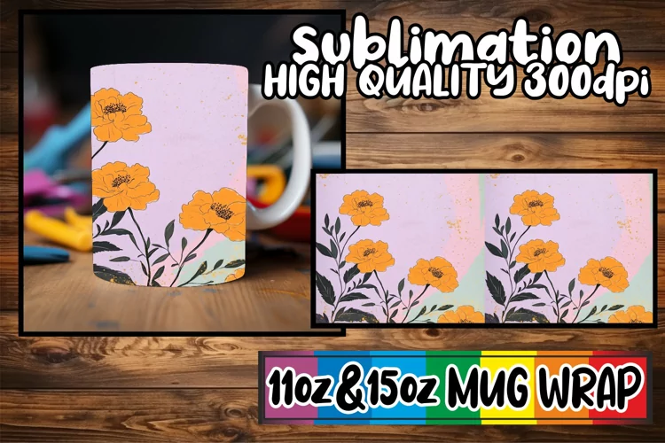 Dreamy nights sublimation mug wrap, Flower
