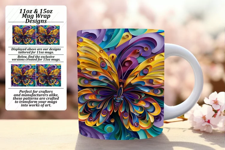 Dynamic Springtime Delight: 3D Mug Wrap