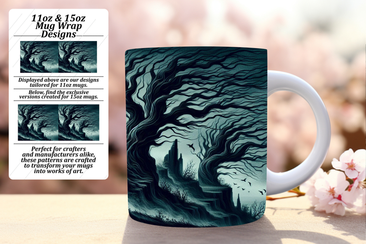Graceful 11oz Mug Wrap Png Design , Horror Halloween