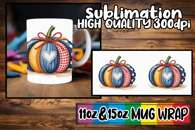 Cheerful sunsets sublimation mug wrap, Pumpkin Watercolor