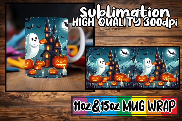 Bright love 11oz 15oz sublimation wrap, Ghost