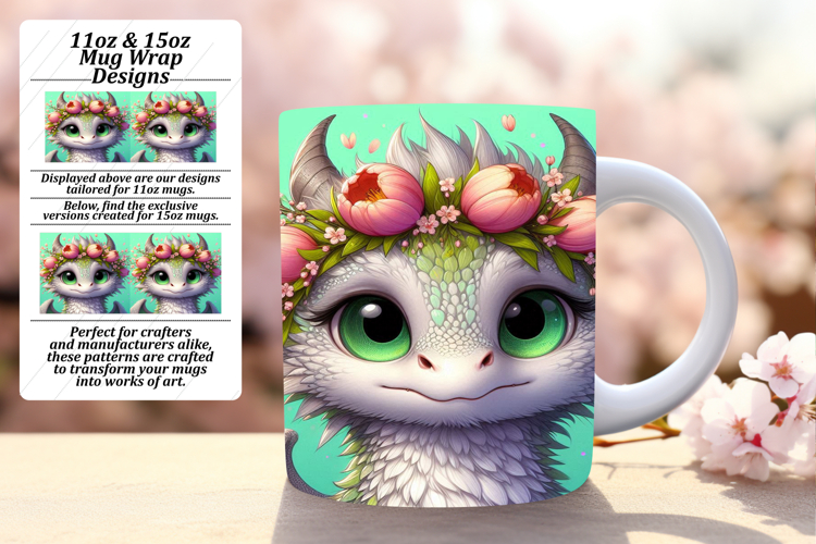 Gift 15oz Mug Wrap Png Design , Dragon