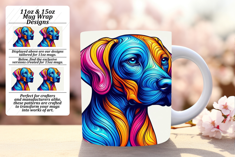 Fun 11oz Mug Wrap Png Design , Dog