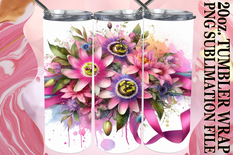 Cheerful Reflections 20oz tumbler wrap, Flowers
